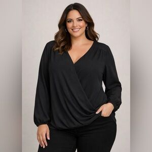 INC International Concepts Black Women's Blouse